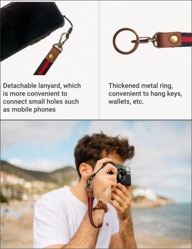 Olwaiy Wrist Keychain for Women & Men Key Chain Wrist Lanyard for Wallet Keys Car Key ID Holder Phone Strap Keychain Wristlet Fashionable Accessories (Red + Black)