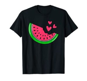 watermelon slice melon hearts lovers eating fruit summer t-shirt