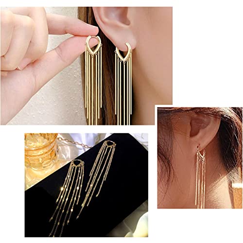 Craftdady 12 Pairs Huggie Hoop Earring Findings 14K Gold Plated Brass Hoop Earrings with Multi Loops Circle Teardrop Flower Leverback Ear Wires Components for DIY Earrings