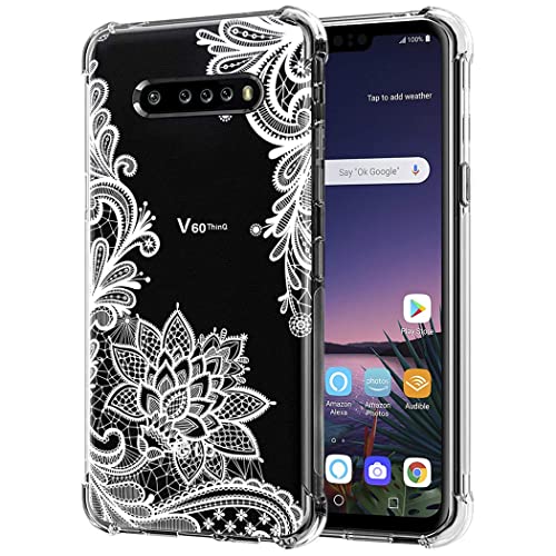 Ueokeird Phone Case for LG V60 ThinQ 5G Case/LG V60/LM-V600 Case Girls Women, Slim Shockproof Clear Floral Pattern Soft Flexible TPU Protective Cover for LG V60 (Mandala)