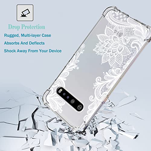 Ueokeird Phone Case for LG V60 ThinQ 5G Case/LG V60/LM-V600 Case Girls Women, Slim Shockproof Clear Floral Pattern Soft Flexible TPU Protective Cover for LG V60 (Mandala)