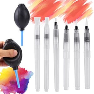8 pcs alcohol ink blending tool set including 6 pcs water color brush pen 2pcs ink air blower for diy paint tools water color brush pen card making embossing painting rendering