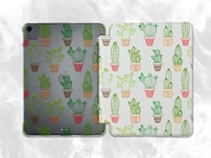 kawaii cactus cute painted case compatible with ipad mini air pro 7.9 8.3 9.7 10.2 10.9 11 12.9 inch pattern cover new 2022 2021 trifold stand 3 4 5 6 7 8 9 generation 502 (7.9" mini 4/5)