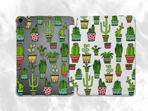 kawaii cactus blossom flowers case compatible with ipad mini air pro 7.9 8.3 9.7 10.2 10.9 11 12.9 inch pattern cover new 2022 2021 trifold stand 3 4 5 6 7 8 9 generation 501 (10.2" 7/8/9 gen)