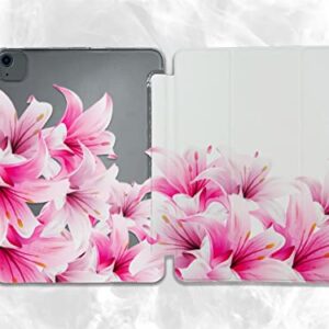 Kawaii Pink Lily Cute Flowers case Compatible with iPad Mini Air Pro 7.9 8.3 9.7 10.2 10.9 11 12.9 inch Pattern Cover New 2022 2021 Trifold Stand 3 4 5 6 7 8 9 Generation 515 (7.9" Mini 4/5)