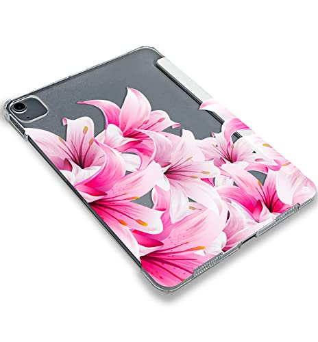 Kawaii Pink Lily Cute Flowers case Compatible with iPad Mini Air Pro 7.9 8.3 9.7 10.2 10.9 11 12.9 inch Pattern Cover New 2022 2021 Trifold Stand 3 4 5 6 7 8 9 Generation 515 (7.9" Mini 4/5)