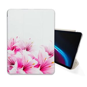 Kawaii Pink Lily Cute Flowers case Compatible with iPad Mini Air Pro 7.9 8.3 9.7 10.2 10.9 11 12.9 inch Pattern Cover New 2022 2021 Trifold Stand 3 4 5 6 7 8 9 Generation 515 (7.9" Mini 4/5)