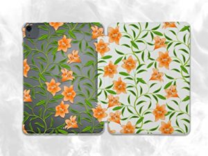 kawaii orange flowers cute case compatible with ipad mini air pro 7.9 8.3 9.7 10.2 10.9 11 12.9 inch pattern cover new 2022 2021 trifold stand 3 4 5 6 7 8 9 generation 521 (10.2" 7/8/9 gen)