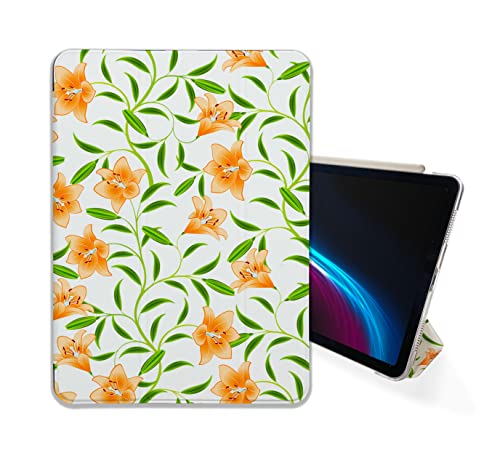 Kawaii Orange Flowers Cute case Compatible with iPad Mini Air Pro 7.9 8.3 9.7 10.2 10.9 11 12.9 inch Pattern Cover New 2022 2021 Trifold Stand 3 4 5 6 7 8 9 Generation 521 (10.2" 7/8/9 gen)