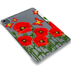 Cute Poppy Red Kawaii Flower case Compatible with iPad Mini Air Pro 7.9 8.3 9.7 10.2 10.9 11 12.9 inch Pattern Cover New 2022 2021 Trifold Stand 3 4 5 6 7 8 9 Generation 524 (11" Pro 1/2/3 gen)