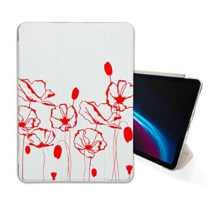 Cute Poppy Red Flower Floral case Compatible with iPad Mini Air Pro 7.9 8.3 9.7 10.2 10.9 11 12.9 inch Pattern Cover New 2022 2021 Trifold Stand 3 4 5 6 7 8 9 Generation 525 (9.7" 5/6 gen)