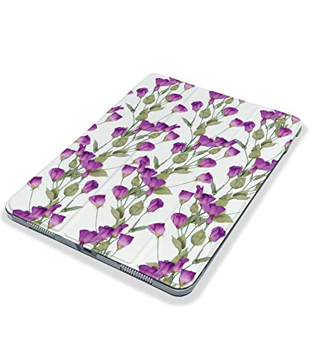 Cute Purple Flowers Kawaii case Compatible with iPad Mini Air Pro 7.9 8.3 9.7 10.2 10.9 11 12.9 inch Pattern Cover New 2022 2021 Trifold Stand 3 4 5 6 7 8 9 Generation 527 (10.2" 7/8/9 gen)