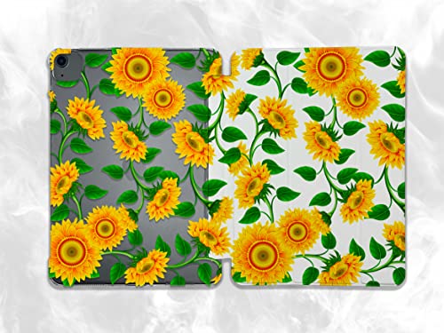 Cute Sunflower Yellow Flowers case Compatible with iPad Mini Air Pro 7.9 8.3 9.7 10.2 10.9 11 12.9 inch Pattern Cover New 2022 2021 Trifold Stand 3 4 5 6 7 8 9 Generation 535 (9.7" 5/6 gen)