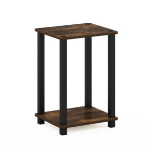 furinno simplistic 1-tier end side night stand/bedside table with plastic poles, amber pine/black