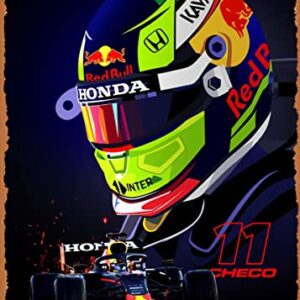 Shvieiart Classic Car Tin Sign Sergio Perez F1 Formula 1 Alternative Poster Wall Art Decor Metal Sign-8x12inch