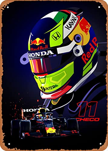 Shvieiart Classic Car Tin Sign Sergio Perez F1 Formula 1 Alternative Poster Wall Art Decor Metal Sign-8x12inch