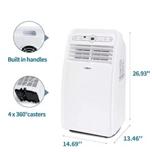 Uhome Portable Air Conditioner, 8000 BTU Compact AC Unit with Cooling, Dehumidifier, Fan, Remote Control and Window Mount Kit Included, White