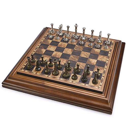 AMEROUS 14 inches Wooden Chess Set with Metal Chess Pieces / 2.5'' King/Storage for Chessmen/Gift Package/Instructions/Classic Board Game