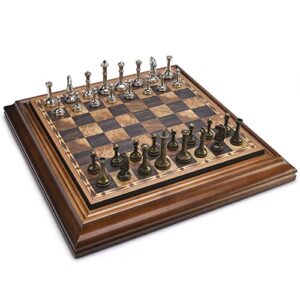 AMEROUS 14 inches Wooden Chess Set with Metal Chess Pieces / 2.5'' King/Storage for Chessmen/Gift Package/Instructions/Classic Board Game