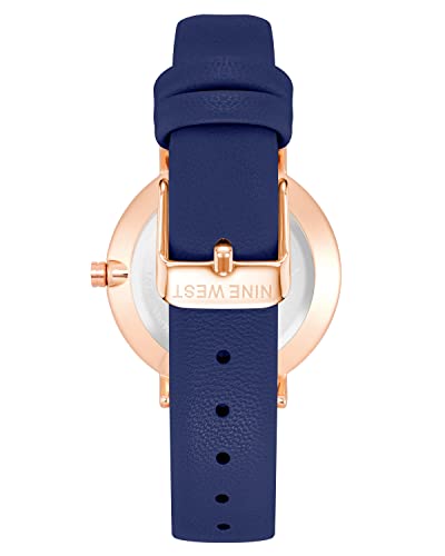 Nine West Women's Strap Watch, Blue/Rose Gold (NW/2346RGBL)