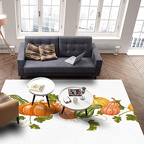 Indoor Area Rugs Thanksgiving Autumn Pumpkin Non-Slip Floor Mats Vegetables Harvest Rectangular Carpet Soft Washable Rugs for Living Room/Bedroom/Hallway Home Decor - 5x8 Feet