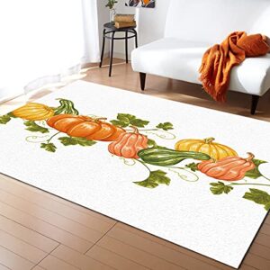 Indoor Area Rugs Thanksgiving Autumn Pumpkin Non-Slip Floor Mats Vegetables Harvest Rectangular Carpet Soft Washable Rugs for Living Room/Bedroom/Hallway Home Decor - 5x8 Feet