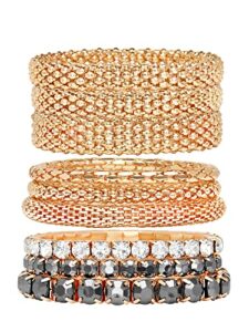 badgley mischka women's bracelet - stackable stretch layered crystal snake panther link mesh bangle tennis bracelet, yellow