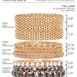 Badgley Mischka Women's Bracelet - Stackable Stretch Layered Crystal Snake Panther Link Mesh Bangle Tennis Bracelet, Yellow