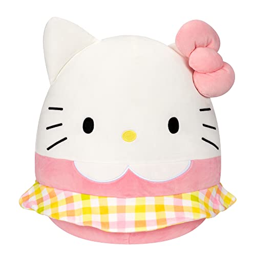 Squishmallows Sanrio 14-Inch Hello Kitty Wearing Gingham Skirt Plush - Large Ultrasoft Official Kelly Toy Plush