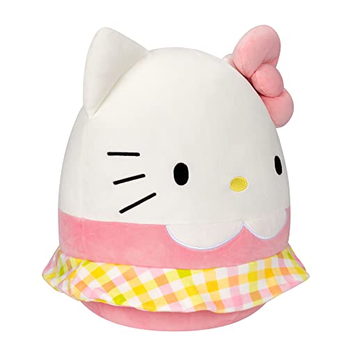 Squishmallows Sanrio 14-Inch Hello Kitty Wearing Gingham Skirt Plush - Large Ultrasoft Official Kelly Toy Plush