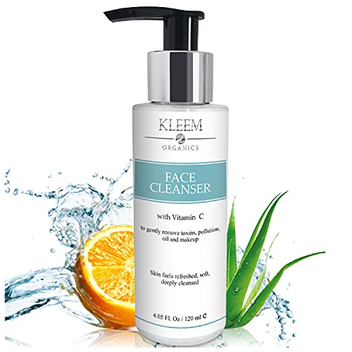 Organic Facial Cleanser - Anti Aging Vitamin C Face Wash - Breakout & Blemish - Clear Pores on Oily, Dry & Sensitive Skin with Organic Ingredients - Gentle, Brightening & Hydrating Face Wash - 4.05 oz