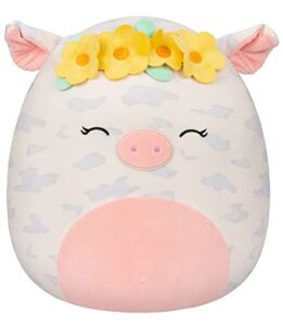 squishmallows 16-inch rosie spotted pig with yellow flower crown - large ultrasoft official kelly toy plush - amazon exclusive