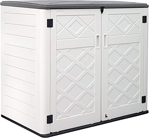 KINYING Larger Outdoor Storage Shed Weather Resistance, Horizontal Outdoor Storage Box Waterproof for Garden, Patios, Backyards, 48 Cu.ft Capacity for Bike, Garbage Cans, Lawn Mower, Garden Tools