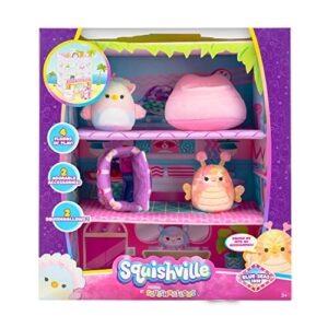 Squishville by Original Squishmallows Blue Seas Inn - Includes Two 2-Inch Squishmallows, Suitcase, Lounger, and Large Playscene - Amazon Exclusive