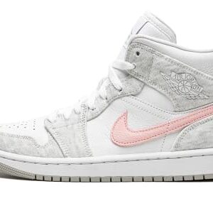 Jordan Womens WMNS Air Jordan 1 MID SE DN4045 001 Heather Grey/Pink - Size 6W