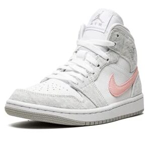 Jordan Womens WMNS Air Jordan 1 MID SE DN4045 001 Heather Grey/Pink - Size 6W