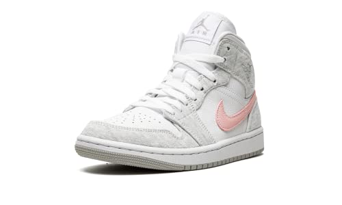 Jordan Womens WMNS Air Jordan 1 MID SE DN4045 001 Heather Grey/Pink - Size 6W