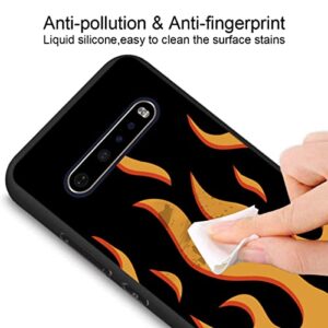 zaztify Compatible with LG V60 ThinQ/ThinQ 5G UW, Orange Flame Fire Adorable Fashion Trendy Cute Pattern Shockproof Protective Anti-Slip Thin Slim Soft Phone Case Cover Shell