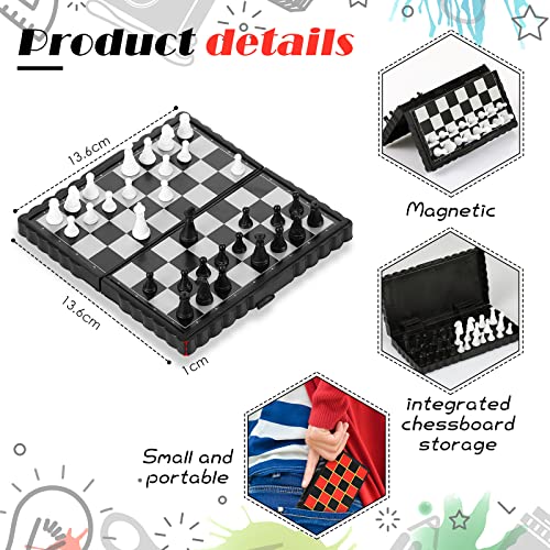 Charniol Magnetic Travel Chess Set Checkers with Portable Folding Chess Board Educational Toys for Family Board Games, 2 Pcs (Stylish Style)