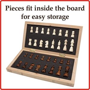 ROO GAMES Magnetic Travel Chess - Play Chess in Planes, Trains and Cars! - Magnetic Chess Board Set for Kids Beechwood Board - Ages 6+