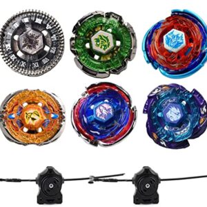 Gyros 6 Pack Bey Burst Battling Tops Metal Fusion Starter Set with Stickers Two Launchers