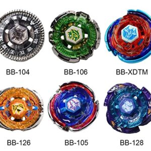 Gyros 6 Pack Bey Burst Battling Tops Metal Fusion Starter Set with Stickers Two Launchers