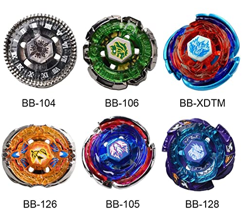 Gyros 6 Pack Bey Burst Battling Tops Metal Fusion Starter Set with Stickers Two Launchers