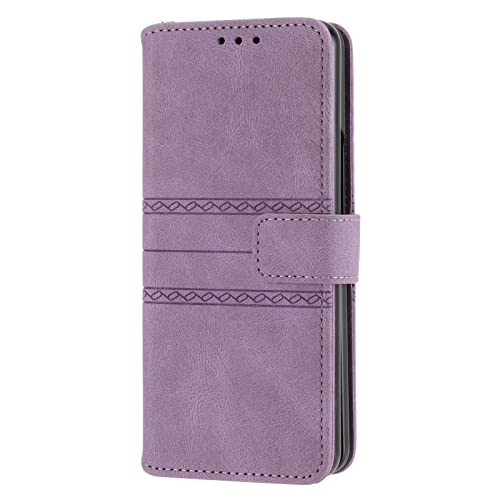 Wallet Case for Samsung Galaxy Z Fold 3, PU Leather Flip Folio Cover with Card Slots Magnetic Closure and Kickstand TPU Protective Phone Cases,Purple