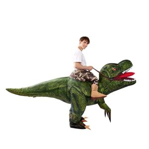 Spooktacular Creations T-Rex Inflatable Costume for Adults, Funny Air Blow Up Costumes, Digital Printing Ride-On Dinosaur Costumes for Halloween Costume Parties