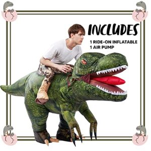 Spooktacular Creations T-Rex Inflatable Costume for Adults, Funny Air Blow Up Costumes, Digital Printing Ride-On Dinosaur Costumes for Halloween Costume Parties