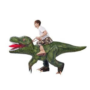 Spooktacular Creations T-Rex Inflatable Costume for Adults, Funny Air Blow Up Costumes, Digital Printing Ride-On Dinosaur Costumes for Halloween Costume Parties