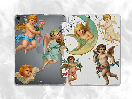 Cute Renaissance Angels Cupid case Compatible with iPad Mini Air Pro 7.9 8.3 9.7 10.2 10.9 11 12.9 inch Pattern Cover New 2022 2021 Trifold Stand 3 4 5 6 7 8 9 Generation 591 (11" Pro 1/2/3 gen)