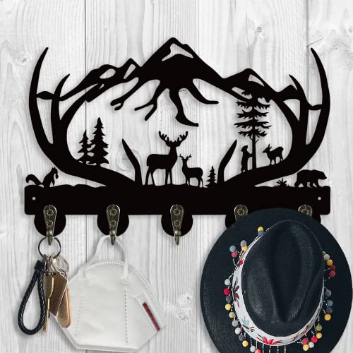 Deer Key Hooks Holder, 3D Aniaml Theme Wall Mounted Organizer Rack ,Wall Decor for Entryway 、Front Door、Kitchen、Hallway、Bedroom、Office, Personalized Gift for Anniversaries, Birthdays, Housewarming.