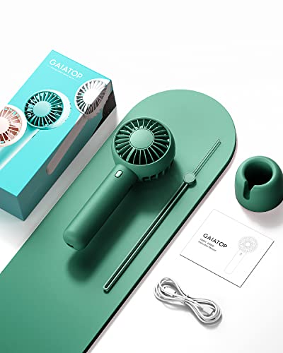 Gaiatop Mini Portable Fan, Dual Motors Powerful Handheld Fan, Cute Design 3 Speed Personal Small Desk Fan with Base, Lightweight Makeup USB Rechargeable Fan for Stylish Girl Women Men Indoor Outdoor